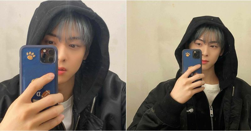 Cha Eunwoo avslører drømmende blått hår i speilselfie, fans frykter at han blir skallet etter å ha lagt merke til 'tynne tråder'